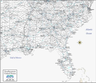 Us Map With Cities And Highways Southeastwhite Cohwy100 